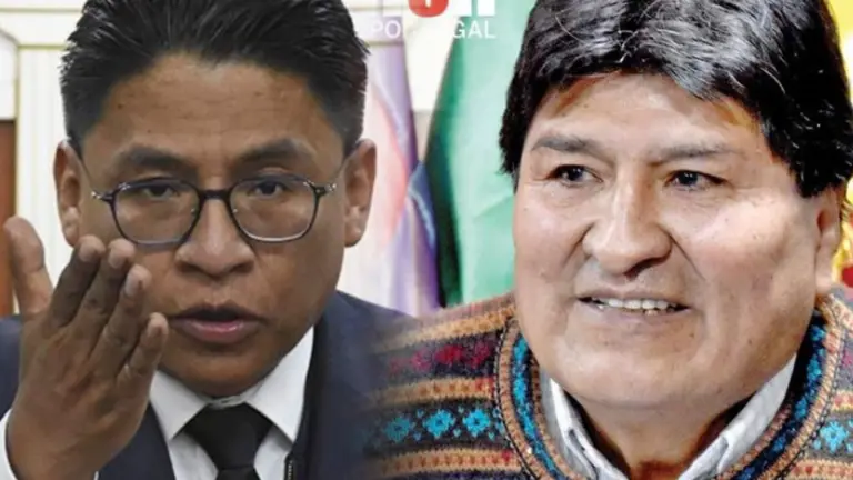 El exministro de Justicia, Iv&aacute;n Lima, (I) y el presidente del (MAS), Evo Morales (d). COMPOSICI&Oacute;N OPINI&Oacute;N