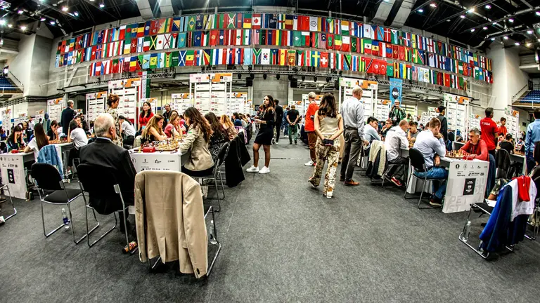 Foto panor&aacute;mica de la octava ronda de la Olimpiada./ FIDE AM&Eacute;RICA