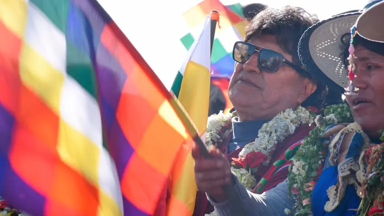 El expresidente Evo Morales, durante una concentraci&oacute;n. APG