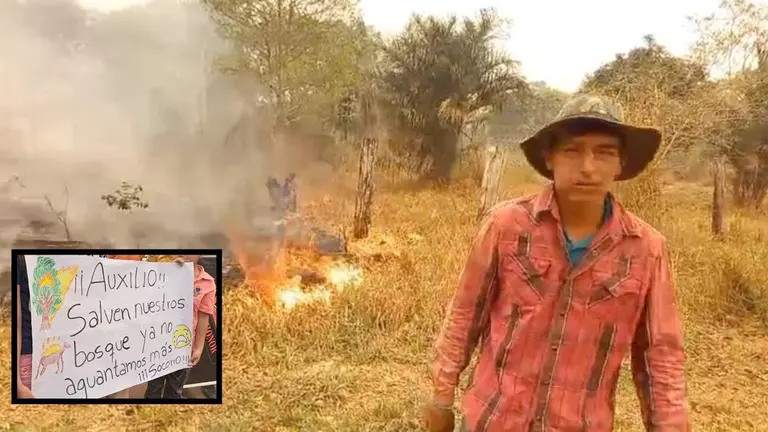 Los incendios forestales azotan a la Tierra Comunitaria de Origen (TCO) Monte Verde, en Santa Cruz./ CAPTURA RADIO CHIQUITANIA