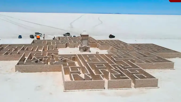 Vista a&eacute;rea del laberinto de sal en Uyuni./ ALCALD&Iacute;A DE UYUNI