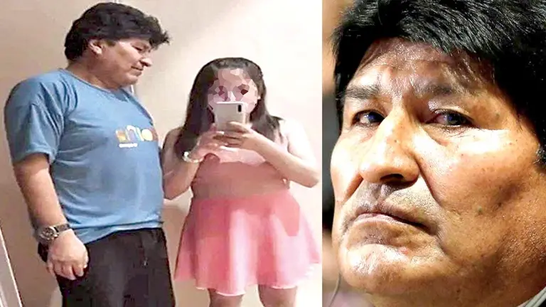 Evo Morales, expresidente de Bolivia, y la menor Noemí, relacionada con el líder azul. / ARCHIVO