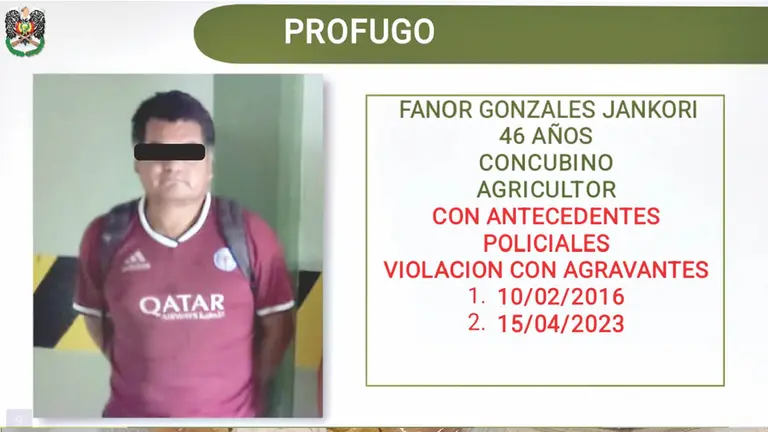 Fanor Gonzáles J., buscado por un caso de violación agravada. /  POLICÍA