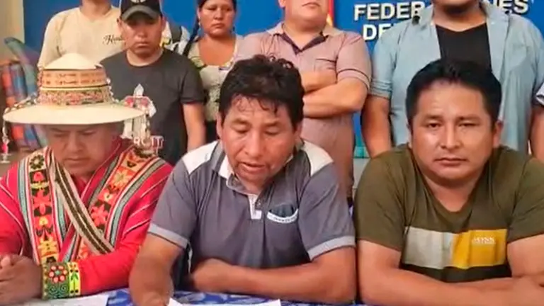 Conferencia de prensa sobre el anuncio de marcha en Sucre. / TOMADA DE ERBOL