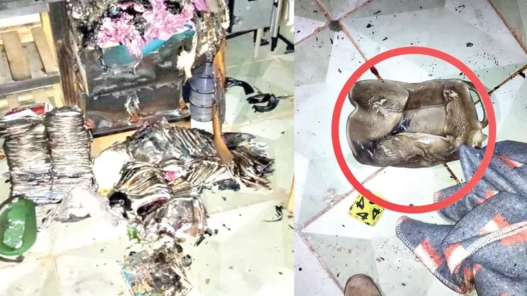 Fotografías de la habitación y uno de los bidones que presuntamente contenía  gasolina./ CORTESÍA