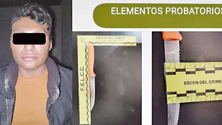 En las fotograf&iacute;as se observa a Rember Alberto F., apodado &ldquo;El Negro&rdquo;, y el cuchillo que fue colectado por los 
investigadores./ CORTES&Iacute;A