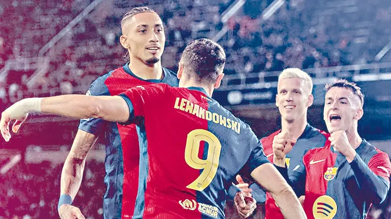 Jugadores blaugranas festejan una conquista./ FACEBOOK FC BARCELONA