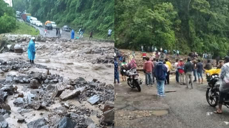 Derrumbe el la zona de Siete Curvas obstruye la carretera. CORTES&Iacute;A