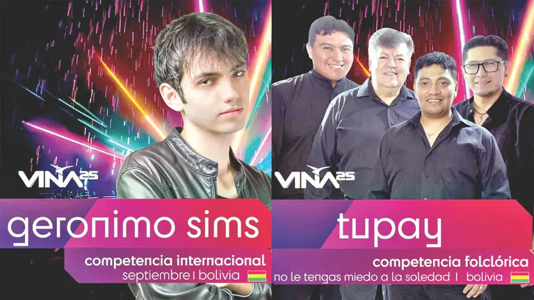 Los m&uacute;sicos Ger&oacute;nimo Sims y Tupay en el anuncio de la lista del Festival Vi&ntilde;a del Mar 2025. / RRSS, VI&Ntilde;A DEL MAR