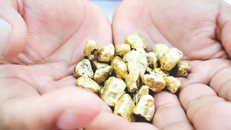 Fotografía ilustrativa de piedras pintadas en color dorado. / MARIELA COSSÍO