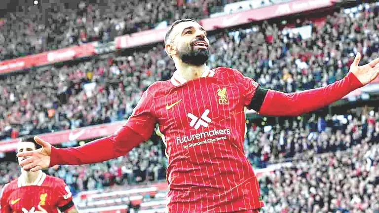 Salah celebra un tanto para el conjunto red. / EL DÍA