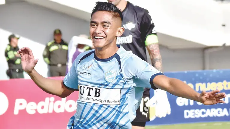 Gabriel Montaño festeja un tanto para el Celeste. / NOÉ PORTUGAL
