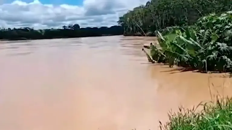Captura de video sobre la situaci&oacute;n del r&iacute;o. TOMADA DE TVU PANDO