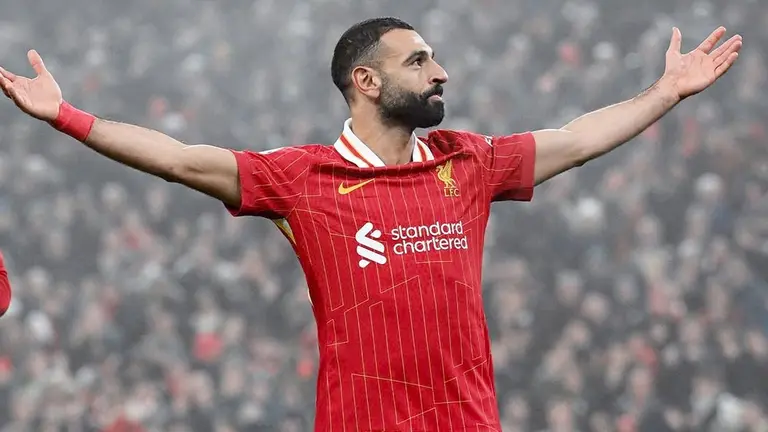 Salah celebra un tanto para el conjunto red./ LIVERPOOL FC