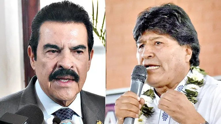 El alcalde Manfred Reyes Villa (i) y el expresidente Evo Morales./ NO&Eacute; PORTUGAL