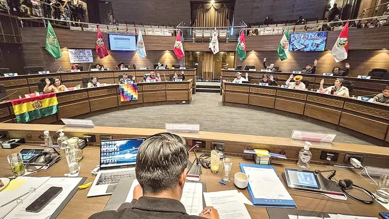 C&aacute;mara de Senadores, durante la aprobaci&oacute;n de la ley de esca&ntilde;os./ C&Aacute;MARA DE SENADORES