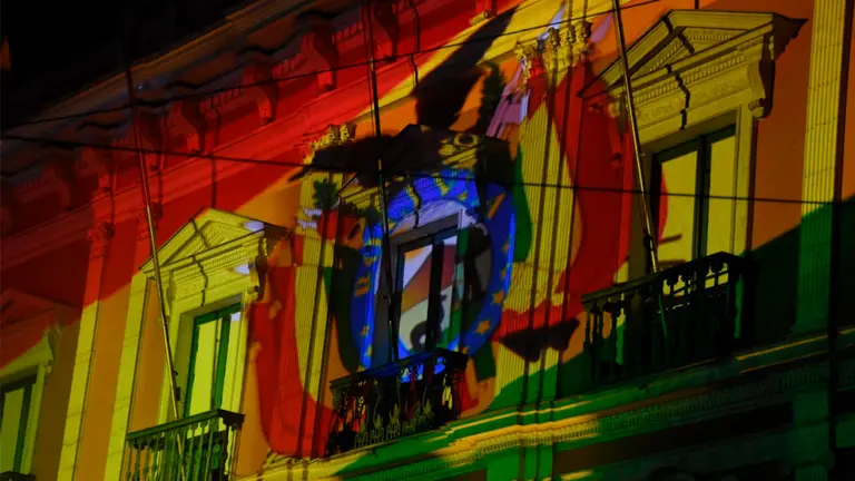 Una proyecci&oacute;n realizada durante el lanzamiento de la agenda del Bicentenario. APG