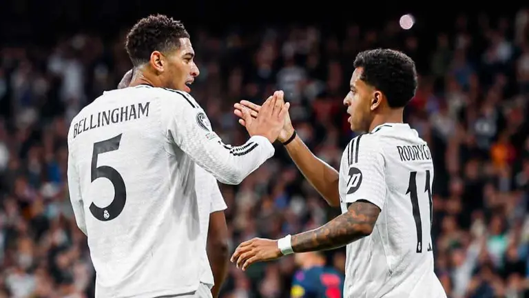 Jude Bellingham y Rodrygo Goes festejan la victoria madridista./ FACEBOOK REAL MADRID CF.