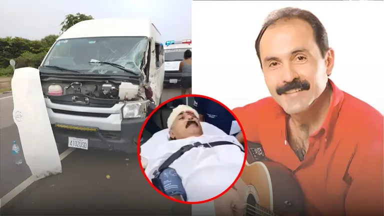 Imagen del veh&iacute;culo accidentado y del m&uacute;sico Yalo Cu&eacute;llar. Comp OPINI&Oacute;N
