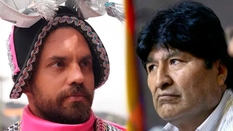 El ministro de Gobierno, Eduardo del Castillo junto a una fotograf&iacute;a de Evo Morales. Comp OPINI&Oacute;N