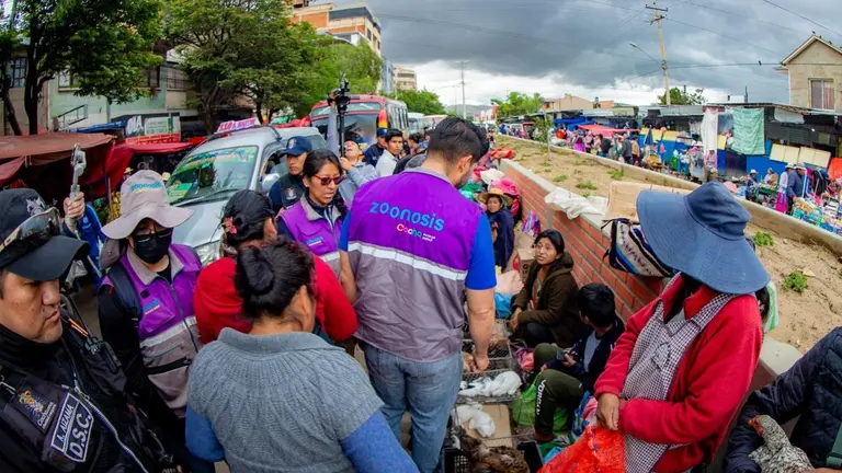 El operativo de control de Zoonosis, en inmediaciones de la avenida Barrientos, este 25 de enero. GAMC