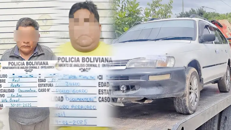 Los dos aprehendidos y el veh&iacute;culo en el que operaban./ CORTES&Iacute;A