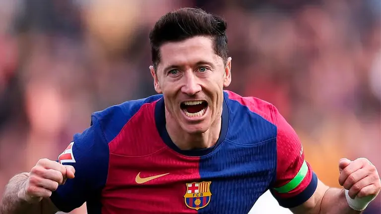 Robert Lewandowski celebra una conquista para el Blaugrana./ FC BARCELONA