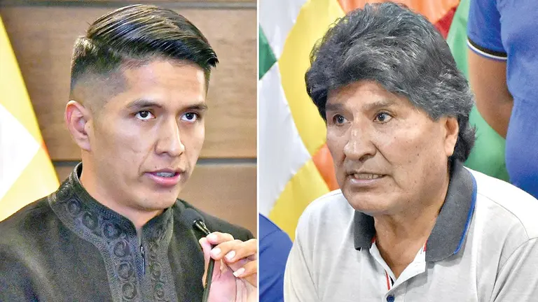 El presidente del Senado, Andr&oacute;nico Rodr&iacute;guez, y el expresidente de Bolivia, Evo Morales./ APG