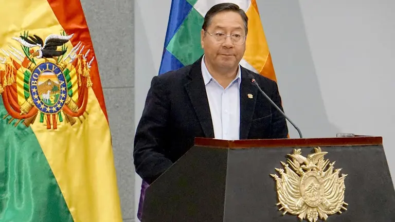 El presidente Luis Arce en un acto en Casa Grande del Pueblo./ APG