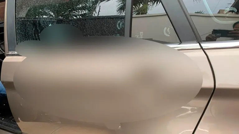 Parte del veh&iacute;culo tras el incidente en Santa Cruz. CORTES&Iacute;A