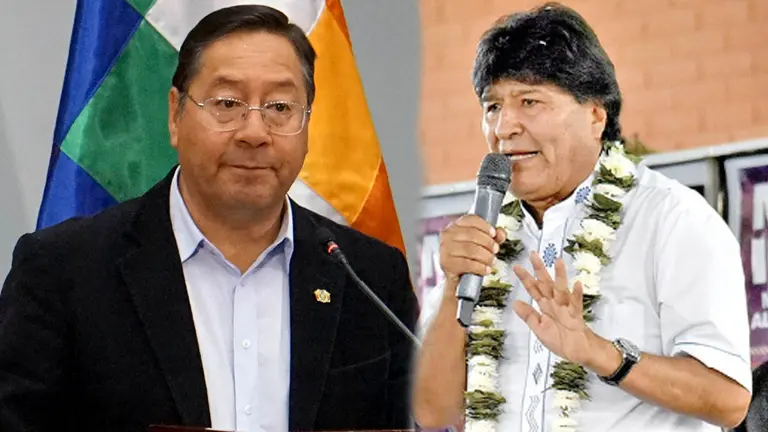 El presidente Luis Arce (i) y el exmandatario Evo Morales, en diferentes trincheras pol&iacute;ticas./ ARCHIVO