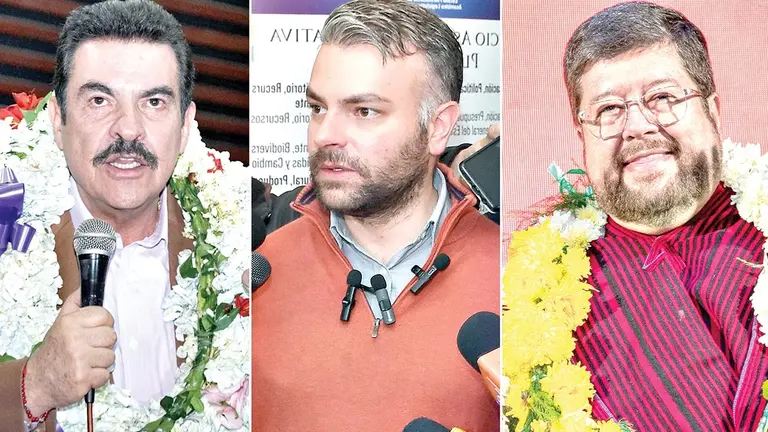 El alcalde Manfred Reyes Villa, el diputado de CC Jos&eacute; Ormachea y el empresario y precandidato presidencial Samuel Doria Medina./ ARCHIVO
