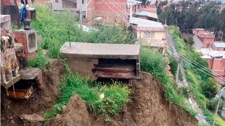 El cementerio de Ovejuyo, en La Paz, tras el deslizamiento. RRSS