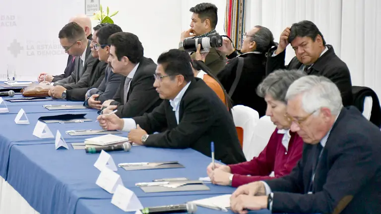 El encuentro por la Estabilidad y la Democracia que se desarroll&oacute; en la Casa Grande del Pueblo de La Paz./ APG