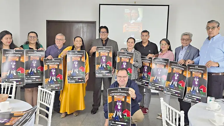 Presentaci&oacute;n del afiche del festival &lsquo;Jaur&iacute;a de Palabras&rsquo; 2025./ CORTES&Iacute;A