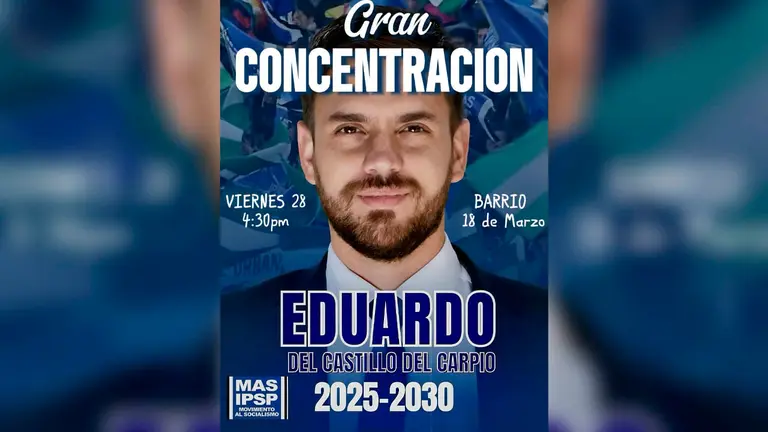 Afiche que promociona a Del Castillo como precandidato. RRSS