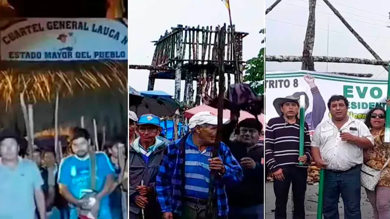 Diferentes im&aacute;genes de las barricadas para proteger a Evo en el Tr&oacute;pico.