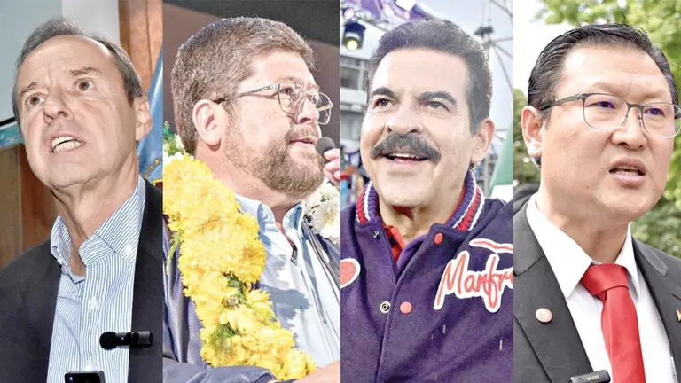 Los precandidatos Tuto Quiroga, Samuel Doria Medina, Manfred Reyes Villa y Chi Hyun Chung./ ARCHIVO