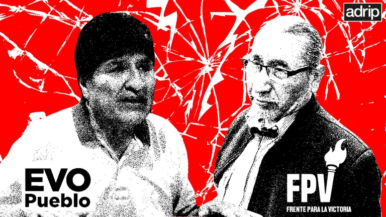 Evo Morales (i) y Eliseo Rodr&iacute;guez (d).  COMPOSICI&Oacute;N ADRIANO LENAZ