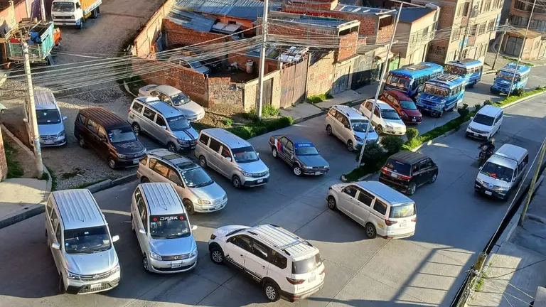 Bloqueo del transporte en La Paz. APG