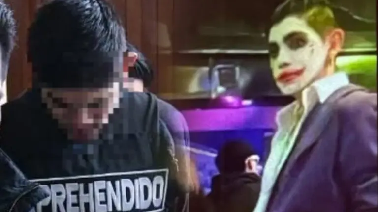 Momento de la aprehensi&oacute;n del sujeto que, disfrazado del &ldquo;Joker&rdquo;, habr&iacute;a asesinado a un joven e hiri&oacute; a otros dos. COMPOSICI&Oacute;N OPINI&Oacute;N