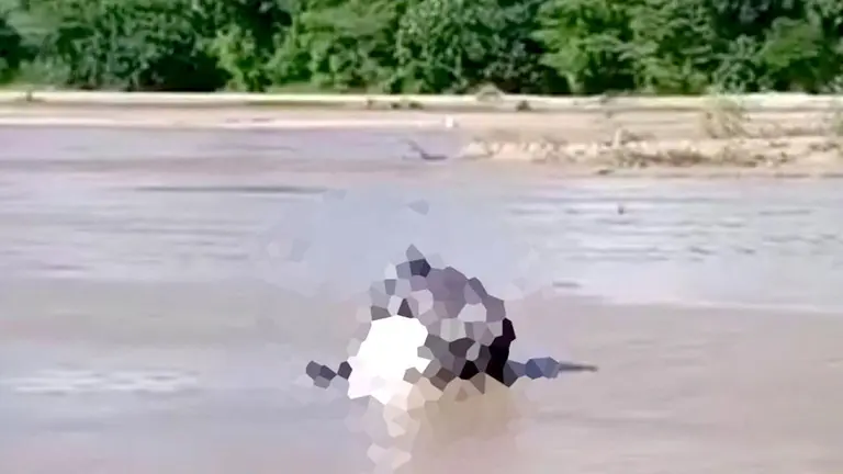 La maleta donde se encontraba el cadaver de una persona en el río Piraí./ RRSS