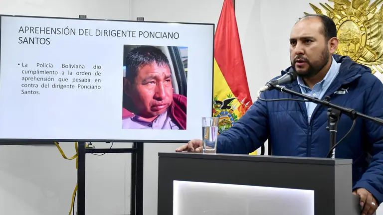 El viceministro de Seguridad Ciudadana, Roberto Ríos, dio un informe de la marcha evista./ APG