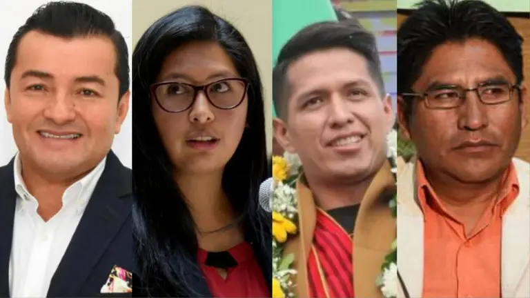 Del izquierda a derecha, Jhonny Fern&aacute;ndez, Eva Copa, Andr&oacute;nico Rodr&iacute;guez y F&eacute;lix Patzi.