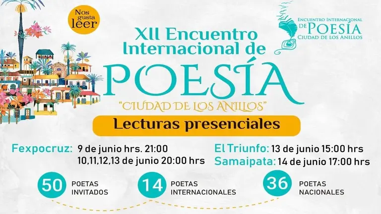 50 poetas participarán del XII Encuentro Internacional de Poesía &ldquo;Ciudad de los Anillos&rdquo;./ RRSS