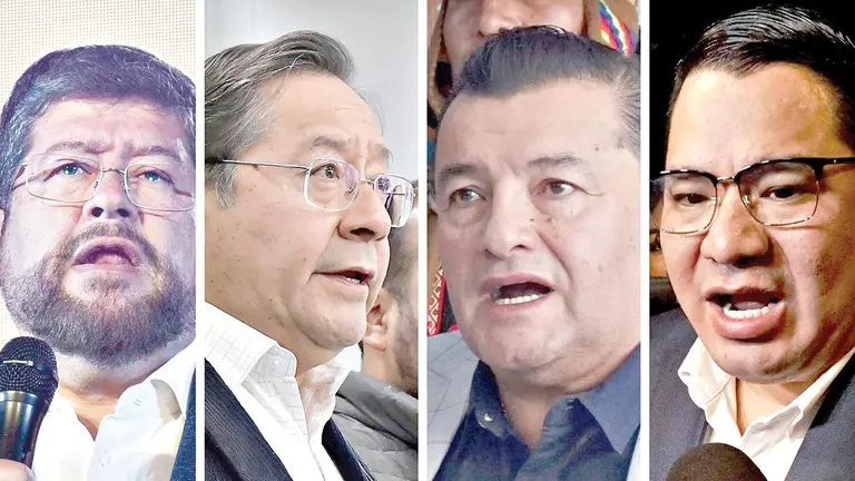 De izquierda a derecha, Samuel Doria Medina, Luis Arce, Jhonny Fern&aacute;ndez y Roger Mariaca./ APG
