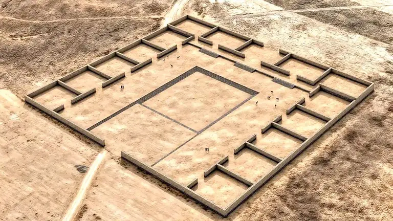 Reconstrucción isométrica del templo de Palaspata con muros de 3 metros de altura./ CAPRILES ET AL.