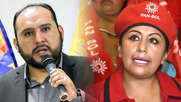 Ruth Nina (i) y el ministro de Gobierno, Roberto R&iacute;os (d). COMPOSICI&Oacute;N OPINI&Oacute;N