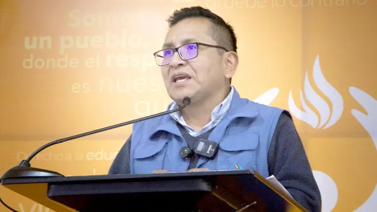 El defensor del Pueblo, Pedro Callisaya en un pasado acto./ ERBOL