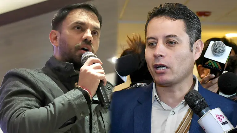 Del lado izquierdo, Eduardo del Castillo, candidato a presidente por el MAS. Del otro, Edmand Lara, quien postula para vicepresidente por el PDC./ APG